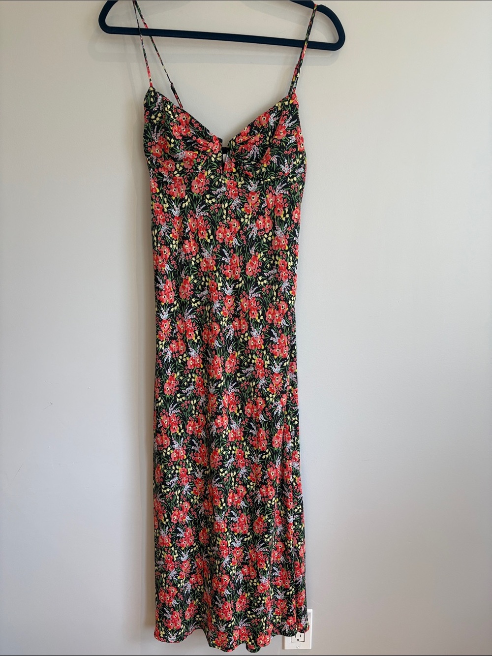 Floret Studios Floral Maxi Dress Black Red Cottagecore L